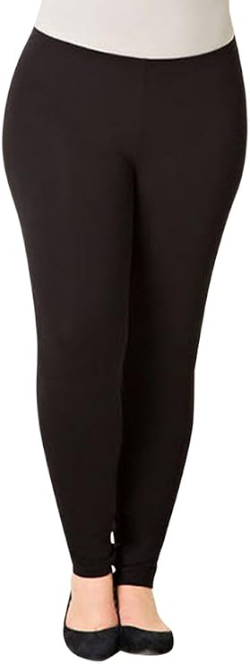 X-TWO Women's Basic Black Leggings Plus Size