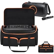 Carrying Case for JBL PartyBox On The Go Speaker, Travel Storage Bag Compatible with JBL PartyBox On-The-Go Essential Protable Party Speaker Case, CaseOnly, No Shoulder Strap (Black + Orange)