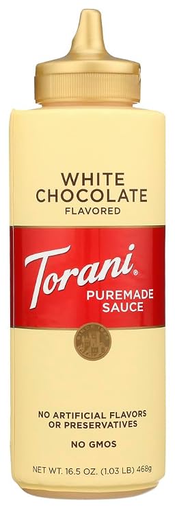 Torani White Chocolate Sauce,16.5 oz Squeeze Bottle (New Packaging)