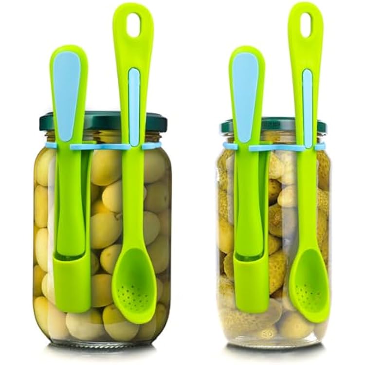 2 Pack Olive Spoon & Pickle Fork Grabber Tool, Picker for Jar, Kitchen Gadget