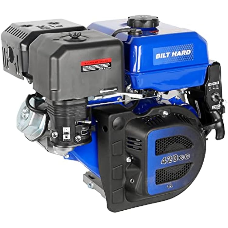 BILT HARD 420cc 15HP Gas Engine with Electric Start, Horizontal Shaft 4 Stroke OHV Gas Motor, Gas Powered Multi-Use Engine