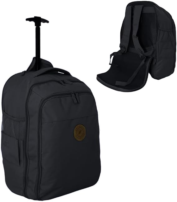 Bordlite EasyJet Cabin Approved Wheeled Backpack 45x36x20cm – 2 in 1 Lightweight Trolley Bag & Rucksack on Wheels (1.53kg, 36L) Underseat Hand Luggage for Travel, Business, Weekend Trips - Black