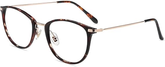 Firmoo Blue Light Glasses, Vintage Overall Round Readers Lightweight Computer Eyewear Frame for Women Men(Tortoise 1.75x)