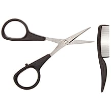 Allary Men's Beard and Mustache Scissors, Mini Comb Trimming Kit