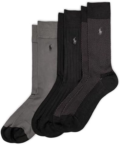 Polo Ralph Lauren Mens Super Soft Birdseye Dress Crew Socks 3-Pack
