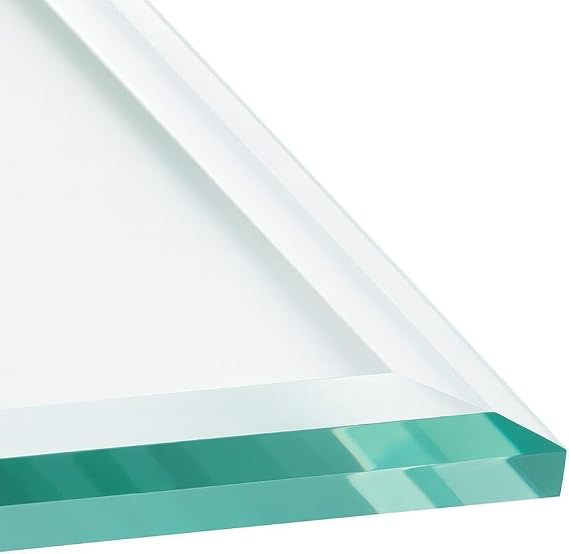 36" Inch Square Glass Table Top - 3/8" Thick - Double Bevel Edge - Eased Corners