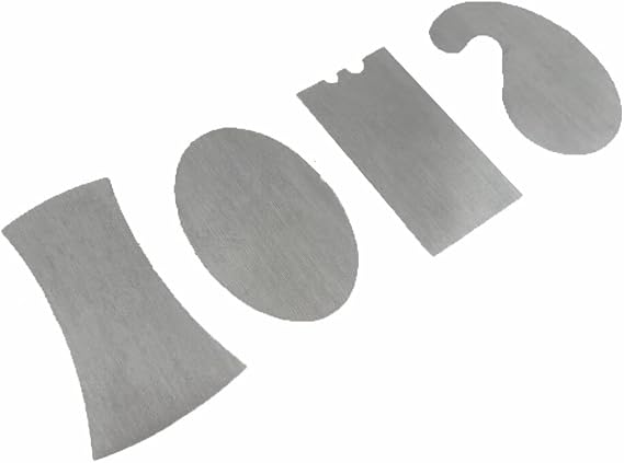 Lynx LMSS 4 Piece Miniature Cabinet Scraper Set with Googeneck, Oval, Convex/Concave and Square, Overall Sizes 2 x 1, 0.012 Thick