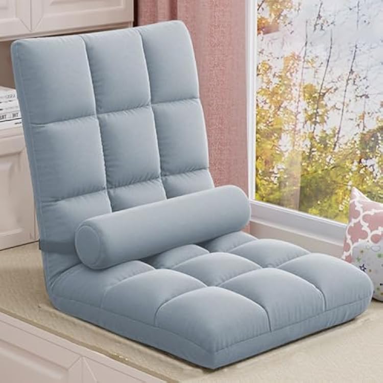 BTZHY Floor Chair Floor Chair with Backrest Foldable, Padded Teens Adults Lazy Sofa Meditation Chair Window Chair, Floor Chair Gaming Floor Chair Foldable for Living Room Gray,C