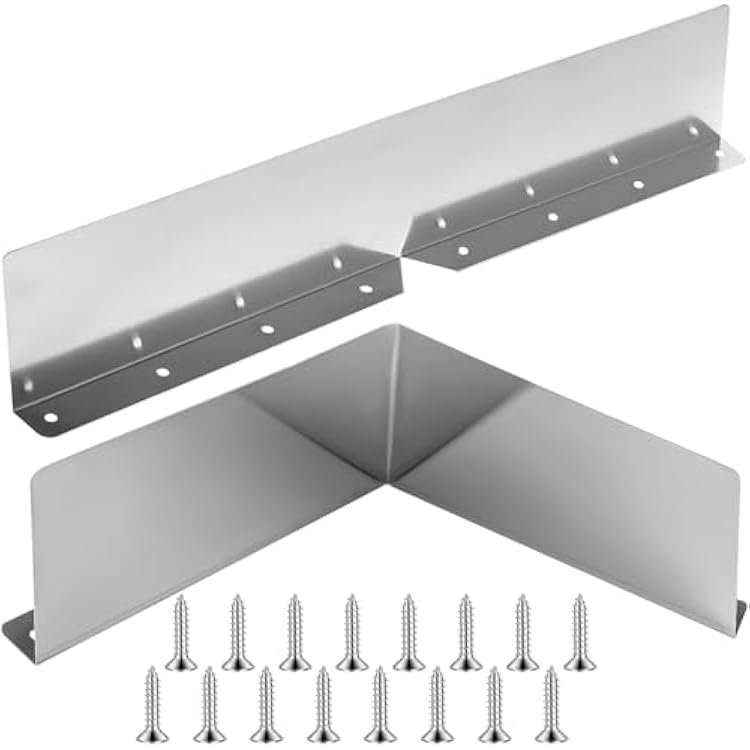 2 Pcs Gutter Valley Splash Guard, Roofing Gutter Guard with Screws, Foldable Rainwater Rain Gutter Diverter for House Residential Flat Shingle Roofs Corner