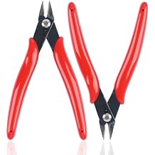 2 Pack Micro Wire Cutters, 5 Inches Flush Cutters Pliers, Diagonal Side Cutters Nippers, Zip Tie Sprue Cutter for Electronics, Plastic Models, Jewelry (Red)