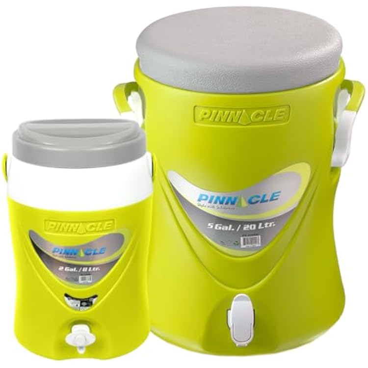 5-Gallon Water Jug and 2-Gallon Gallon Water Bottle Set Insulated Beverage Cooler Dispenser with Pull Tap Spout Leakproof and Portable Sports Water Jug Ideal for Camping, Outdoor, Party, Sports