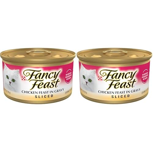 Fancy Feast Purina Sliced Chicken Feast Wet Cat Food in Gravy - 3 oz. Cans Pack of 48