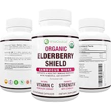 Max Strength USDA Organic Black Elderberry, Black Currant Extract & Echinacea | 3 in 1 Natural Immune Support & Vitamin C | Sugar-Free, Vegan-Friendly | Homeopathic Remedy | 60 Count