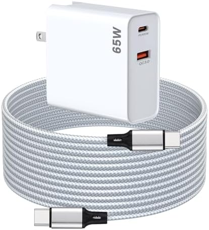 PD 65W USB C Super Fast Charger Compatible with Oculus Quest 3s & 3 - Dual Port USB + Type C Adapter with 6.6ft C to C Charging Cable for Meta Quest 2 and Pico 4 Ultra VR Headsets
