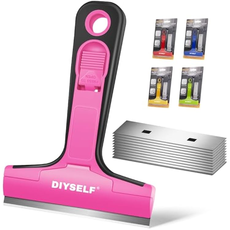 DIYSELF 1 Pack Razor Blade Scraper with 10 Extra Razor Blades, Scraper Tool, Glass Scraper for Cleaning, Glass Stove Top Scraper, Window Scraper, Paint, Cooktop, Oven Scraper, Razor Scraper Tool