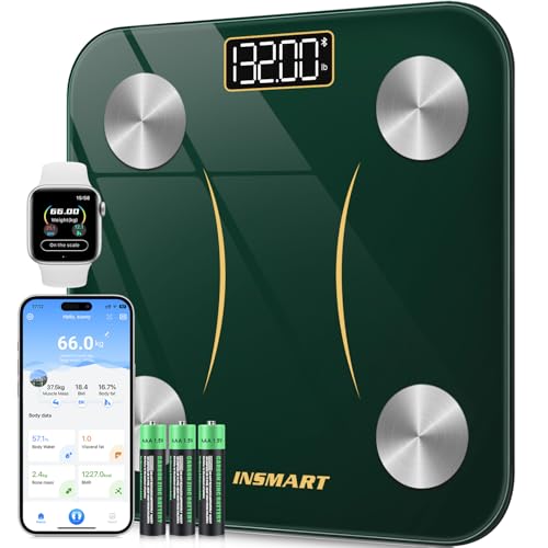INSMART Smart Scale for Body Weight,Accurate Digital Weight Scale and Fat Percentage,Bluetooth Body Fat Scale with BMI Muscle Mass,16 Body Composition,Health Monitor Analyzer with APP Sync Green