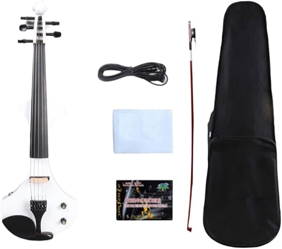 Full Size 4/4 Electric Violin Solid wood 5 String White Violin Ebony fittings Passive pickup (5 String)