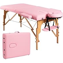 BestComfort Portable Massage Table, 84 Inch Height Adjustable, 2 Folding Massage Table Extension, Esthetician Facial Cradle Salon Bed with Carry Case (Pink)
