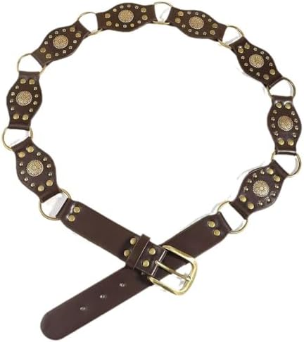 Western Rivet Concho Chain Waist Belt for Women Vintage Cowgirl Belt for Jeans Pants Dresses for 26-36Waist