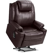 Tami Tami Dual Motor Power Lift Recliner Chair for Elderly with Massage and Heat, Electric Lift Chair for Big and Tall Adults, USB A&C, 2 Cup Holders (T6013 - Faux Leather, Dark Brown, Oversized)