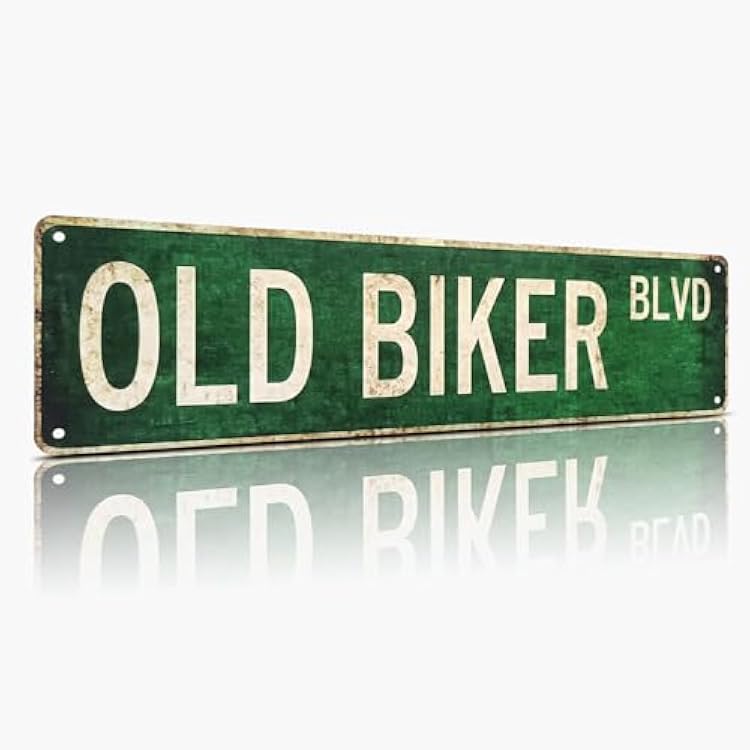 Old Biker Blvd Metal Sign 4x15 inch | Rust-Free Aluminum Motorcycle Man Cave Decor | Weatherproof IndoorOutdoor Wall Art for Garage, home bar sign, pub wall decor, Workshop & Biker Gifts