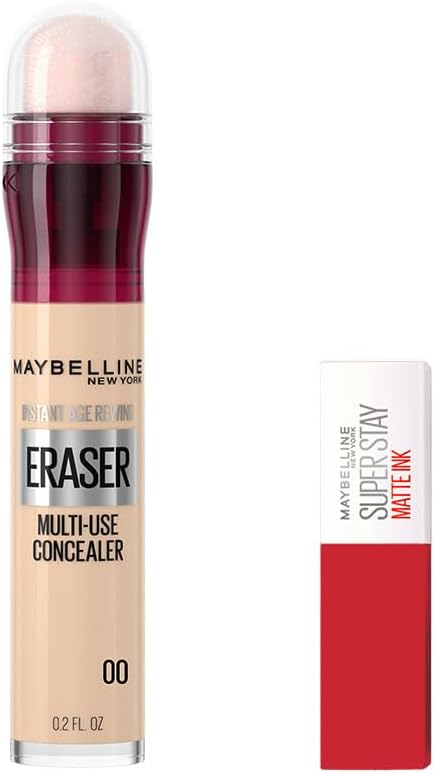 Maybelline New York Instant Anti Age Eraser Kapatıcı 00 Ivory & Mini Super Stay Matte Ink Likit Mat Ruj 20 Pioneer Makyaj Seti