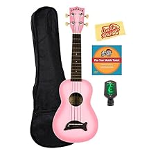 Kala MK-SD-LBBURST Makala Dolphin Soprano Ukulele - Light Blue Burst Bundle with Gig Bag, Tuner, Austin Bazaar Instructional DVD, and Polishing Cloth