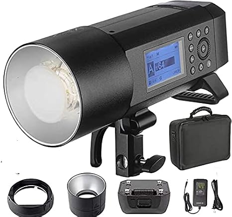 GODOX AD400Pro Outdoor Flash with 21.6V/2600mAh Battery,400W 2.4G TTL 1/8000 HSS,0.01~1s Recycle Time,380 Full Power Pops,30W LED Modeling Lamp for Canon Sony Nikon Fujifilm Olympus Panasonic Camera