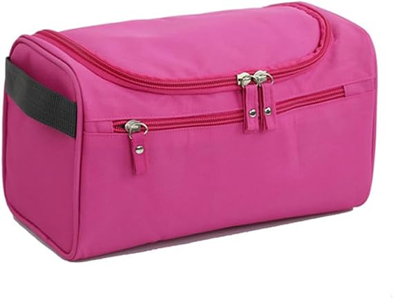 Portable Toiletry Bag for Travel Women MenHanging Makeup Cosmetic Organizer with CompartmentWaterproof Toiletries Case for Bathroom, Shower, Gym, Camping, Vacation (Pink)
