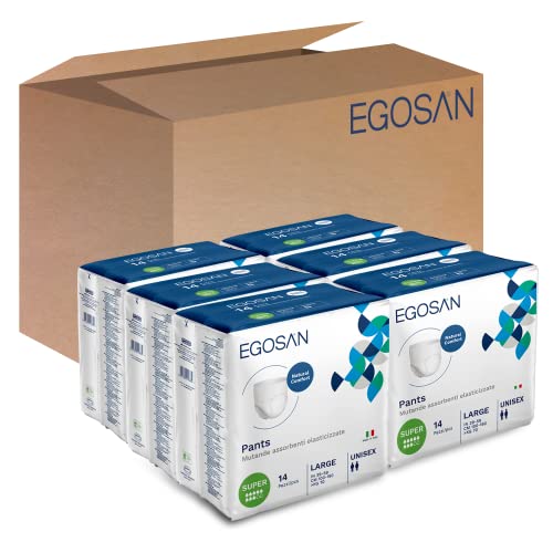 Egosan Super Incontinence Adult Pull Up Underwear with Stretchable Waistband - New and Improved - Maximum Absorbency for Active Men and Women Large Case, 84-Count
