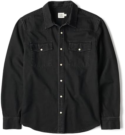 Huckberry Flint and Tinder Bone Button Western Shirt, Mens Denim Button Down Shirt