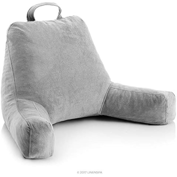 Linenspa Shredded Foam Reading Pillow - Extra Large Design for Adults - Perfect for Back Support While Relaxing, Gaming, Reading, or Watching TV - Soft Velour Cover