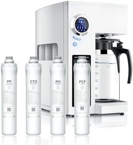 Bluevua RO100ROPOT(UV) Reverse Osmosis System Countertop Water Filter, with ROPOT 4-Pack Replacement Filter Set, Bundle