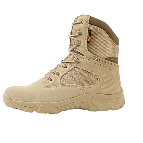 8 Inch Tactical Combat Boots for Men and Women, Side Zipper Military Work Boots, Non-Slip, Ankle Support, Durable for Hiking, Motorcycle, Construction and Outdoor Shoes