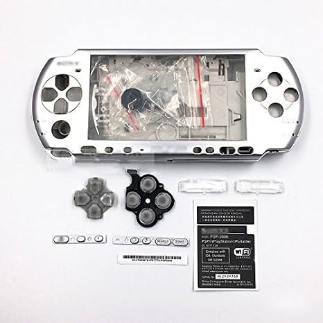 Replacement Full Shell Housing Case Cover with Buttons Kit Set For PSP 3000 PSP3000 (Silver)