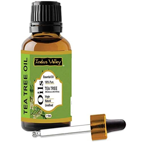 Indus Valley 100% Pure Natural & Organic, Undiluted Tea Tree Essential Oil with Therapeutic Grade Glass Dropper for Skin, Hair Care -15ml