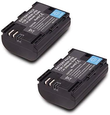 SR SUN ROOM 2 Pack Replacement Canon LP-E6 LP E6N Battery for Canon 60D, 70D, 80D, 5DS R, 5D Mark II III IV, 6D, 7D, C700, XC15, Cameras (2650mAh, 100% Compatible with Original)