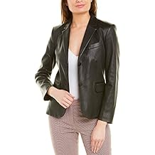 Theory Womens Shrunken Leather Blazer, 0, Black