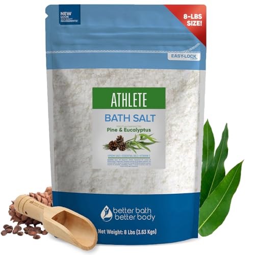Athlete Bath Salt 128 Ounces Epsom Salt with Natural Lavender, Pine, Peppermint and Eucalyptus Essential Oils Plus Vitamin C in BPA Free Pouch with Easy Press-Lock Seal