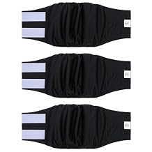 CuteBone Dog Diapers Male Washable Belly Band for Male Dogs Wraps Black 3pcs a Pack DM44L
