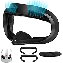 TechKen Face Cushion Pad Compatible with Quest 2 Accessories (Upgraded Version),  2 Fitness Facial Interface Foam Replacement, and Lens Protector, Air-Circulation Design