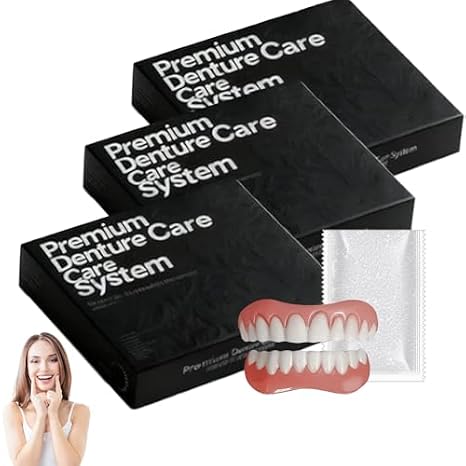 Advanced Customized Full Denture Set, Silicone Reline Denture Set, Custom-Fit Full Functional Dentures, Snap on Veneers Teeth, Soft and Comfortable, Easy to Use (3set)