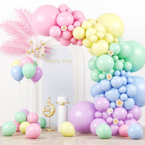 130pcs Pastel Balloons Different Sizes 18 12 10 5 Macaron Latex Balloon Garland Arch Kit for Birthday Easter Baby Shower Graduation Wedding Gender Reveal Anniversary Party Decorations