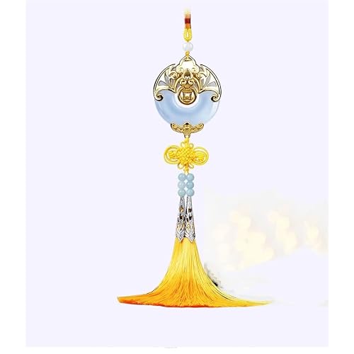 TITIZA Car Interior Good Luck Pendant Car Rearview Mirror Interior Pendant Natural Jade Good Luck Exquisite Car Interior Gift Color : 4#