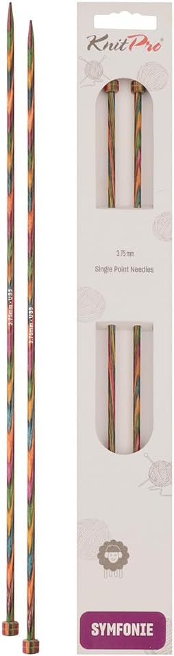 KnitPro KP20216 35 cm x 3.75 mm Symfonie Single Pointed Needles, Multi-Color
