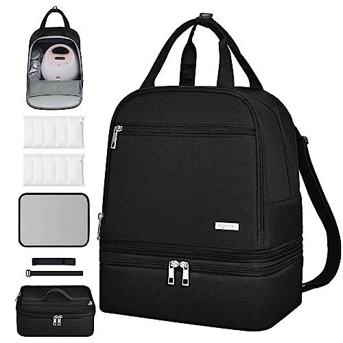 Derbiedersinn Breast Pump Bag, Compatible with Spectra Pumps, Insulated Carrying Case with Cooler for Milk Storage, Travel, Work, Daycare, Black