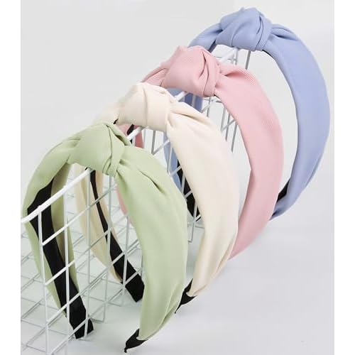 Huachi Headbands for Women Girls - Knotted Head Bands for Women Trendy - Cute Top Knot Girls Headband - Fashion Hair Accessories Hairband, Easter Basket Stuffers 4PCS