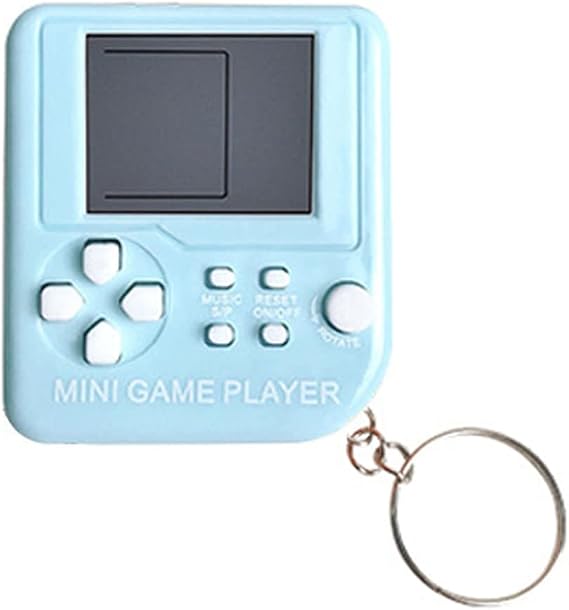 Mini Classic Games Player Keyring Retro Games Console Games with 26 Games Handheld Game Console Portable Mini Retro Game Player Decompression Toys for Video Game Fans (Blue)