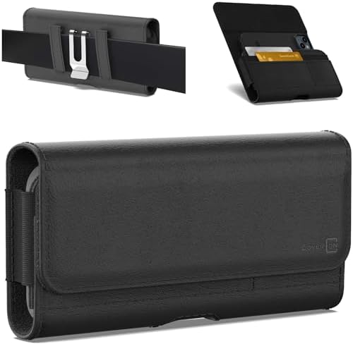 CoverON Holster for Samsung Galaxy A06 A05 A05s A90 A80 A73 A72 A42 A32 A23 A22 A21 A21S A14 A13 A12 A03S Cell Phone Case Belt Clip ID Card Carrying Leather Pouch (Fits Otterbox or Any Case on)
