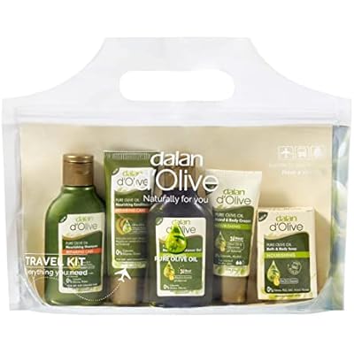 Dalan d`Olive Travel Kit, 5 Pieces - Shampoo, Hair Conditioner, Shower Gel, Bar Soap, Hand & Body Lotion